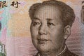 Close up face of Twenty Yuan banknote money backgrounds