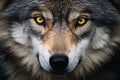 Close up of face of wild wolf