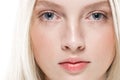 Close up face woman with beauty skin and beautful blond hair iso Royalty Free Stock Photo