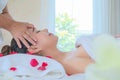 Close up face women in spa, facial treatment.women luxury room relax and enjoyment emotional beauty therapy Royalty Free Stock Photo