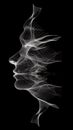 Close Up Face of a Young Beautiful Woman with Smoke and Topographic Effect