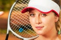 Close-up with face of young and beautiful woman tennis player Royalty Free Stock Photo