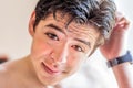 Close up of face of young teen boy Royalty Free Stock Photo