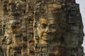 Close up of faces on towers at Bayon Temple in Angkor Tom, Siem Reap, Cambodia Royalty Free Stock Photo