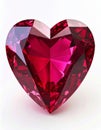 Close Up of Faceted Heart Shaped Ruby with Deep Red Color in White Background Royalty Free Stock Photo
