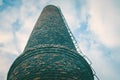 Close-up of factory brick chimney. Air Pollution by Industrial Emissions Royalty Free Stock Photo