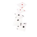 Close up of falling playing cards. Four of kind Royalty Free Stock Photo