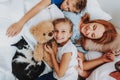 Close up family enjoying together after waking up Royalty Free Stock Photo