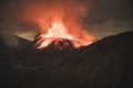 Close-up of the famous Icelandic volcano with lava inside the crater Royalty Free Stock Photo