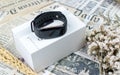 Close up of fancy luxury watch with box for men or women use for your health tracker