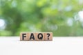 A FAQ text block. Creating an faq guide informative content bright environment Royalty Free Stock Photo