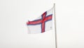 Close-up of a Faroese flag on the boat in Faroe Islands