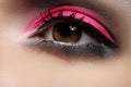 Close-up of fashion eyes make-up, bright pink eyeshadow