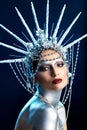 Close up fashion portrait of a woman with body paint looking like a Statue of Liberty Royalty Free Stock Photo