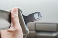 Close up fasten the car seat belt Royalty Free Stock Photo