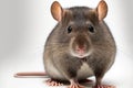 Close up of a fat grey rat isolated on a white backdrop Royalty Free Stock Photo
