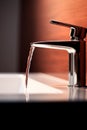 A close up of a faucet with running water from it, AI Royalty Free Stock Photo