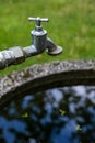 Close-up of a faucet and water basin outside Royalty Free Stock Photo