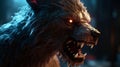 close up of Fearsome werewolf Portrait generative AI