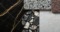 Black marble and terrazzo samples for interior design Royalty Free Stock Photo