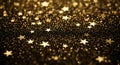 Golden stars sparkle on a shimmering black background Royalty Free Stock Photo