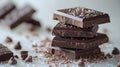 This close-up features rich dark chocolate against a white background, with ample room for additional content. Royalty Free Stock Photo