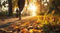 Runner athlete running on forest trail. woman fitness jogging workout wellness concept.