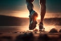 Close Up Feet of Runner Running Toward Forest AI Generated