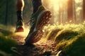 Close Up Feet of Runner Running Toward Forest AI Generated Royalty Free Stock Photo