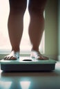 Close-up of Feet on Scale: Tracking Weight Loss Progress