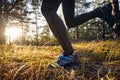 Close up of trail running feet Royalty Free Stock Photo