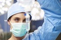 Female anesthesiologist during hard operation Royalty Free Stock Photo