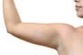 Close up on a female armpit and upper arm Royalty Free Stock Photo