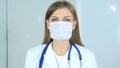 Close Up of Female Doctor in Protective Mask Royalty Free Stock Photo