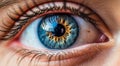 close up of a female eye, colored eye background, female eye background