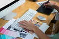 Close-up of female graphic designer working at desk Royalty Free Stock Photo