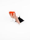 Female hand holding martini glass Royalty Free Stock Photo