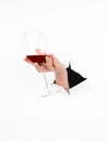 Female hand holding glass of wine Royalty Free Stock Photo