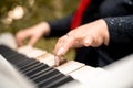 Close-up female hands playing the piano Royalty Free Stock Photo