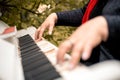 Close-up female hands playing the piano Royalty Free Stock Photo