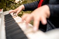 Close-up female hands playing the piano Royalty Free Stock Photo