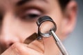 Jeweler Looking At Diamond Through Magnifying Loupe Royalty Free Stock Photo