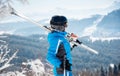 Skier resting on top of the mountain Royalty Free Stock Photo