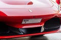 Close-up of the Ferrari logo in the front of the car in Dubai Mall. Royalty Free Stock Photo