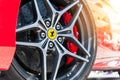 Close up of a Ferrari wheel and brake system Royalty Free Stock Photo