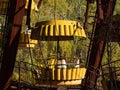 Close up of ferris wheel in abandoned amusement park in ghost town Pripyat. Royalty Free Stock Photo
