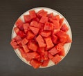 Close - up of a few pieces of refreshing ripe watermelon. Raw organic fruits vegetables. Royalty Free Stock Photo