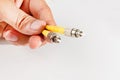 Close up of a fiber optic patchcord Royalty Free Stock Photo