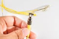 Close up of a fiber optic patchcord head Royalty Free Stock Photo