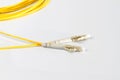 Close up of a fiber optic patchcord Royalty Free Stock Photo